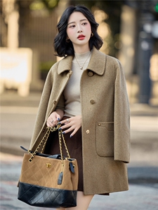 气质盘扣中长款双面羊毛呢大衣女2025秋冬新款巨好看减龄毛呢外套图片