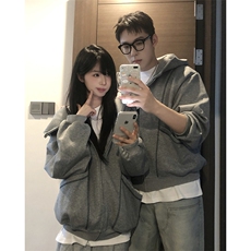 抖音得物高品质秋冬美式高街重磅结构辑明线纹理连帽卫衣外套W111，女装短外套，电商A486-1