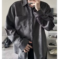 美式复古基础款麂皮绒工装长袖衬衫男垂感宽松休闲高级感衬衣外套，男装衬衫，星座506A