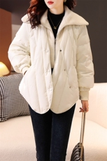 现货羊羔绒大翻领羽绒服女2022冬季新款宽松显瘦假两件白鸭绒外套，女装羽绒服，仟媚宠