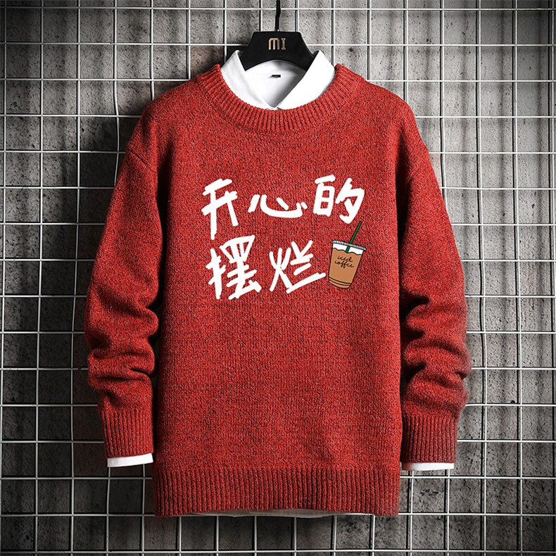加厚加绒毛衣男大码毛线衣男针织衫M19348-P45加绒款-P65网格,男装针织衫/毛衣,电商A040A