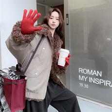 新款主推两面穿羊卷毛派克服2661-P235-K358，女装短外套，2C129