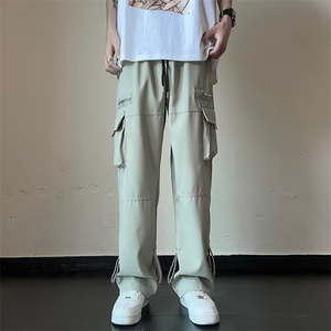 日系复古工装裤子男夏季潮牌宽松感多口袋休闲阔腿拖地裤F19/P40图片