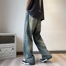 阔腿牛仔裤ins长裤慵懒潮夏季原宿青春流行潮新款百搭男K121-P45，男装牛仔裤，星座1109-3