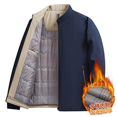 冬季男士立领中年棉服加棉加厚棉袄保暖休闲夹克衫爸爸外套男装，男装夹克，钱塘6003（原4033）