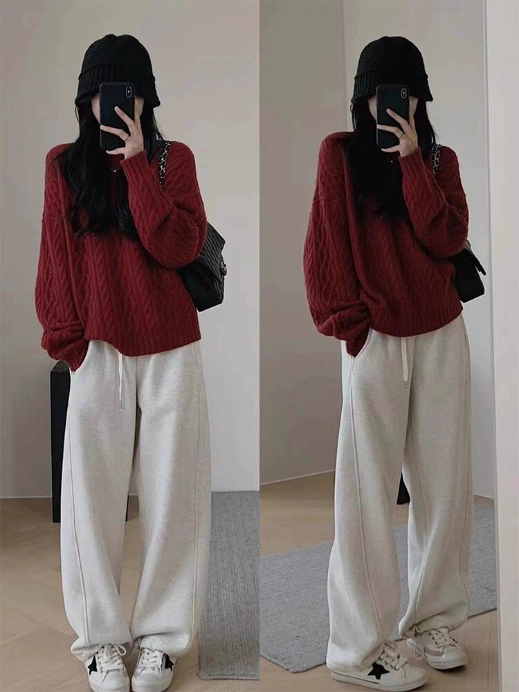 秋冬新款针织加厚套头毛衣女扭花套头衫打底羊毛衫图片