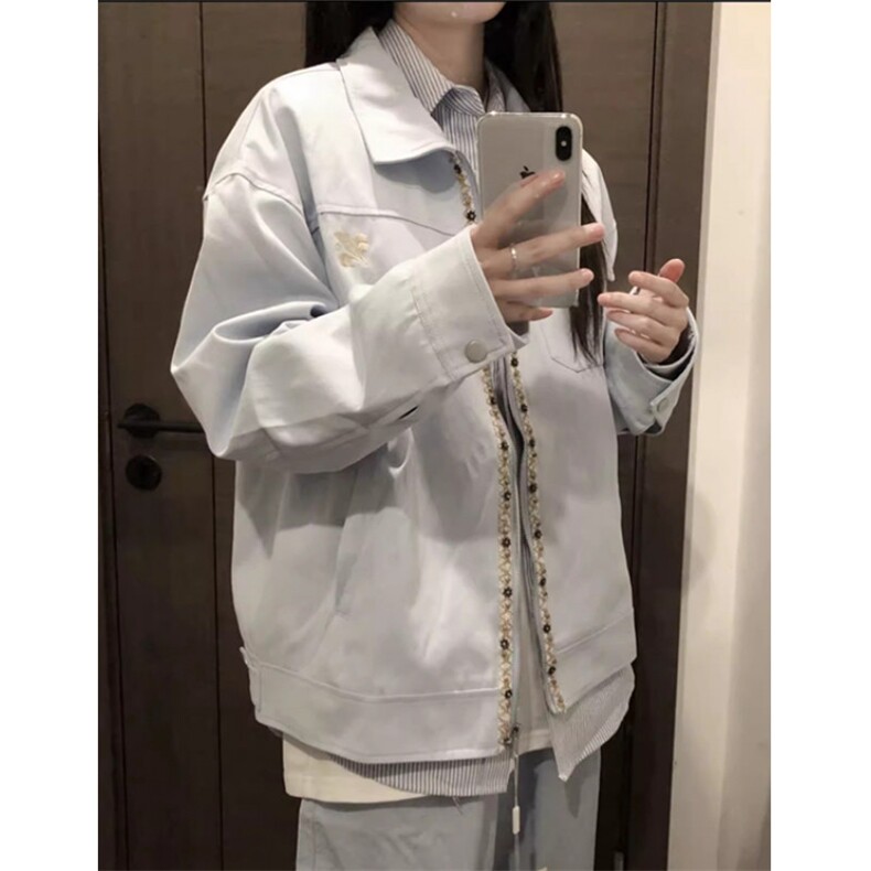 潮牌潮情侣美式复古织带LOGO工装夹克宽松翻领外套男J1458，男装夹克，星座1116A（原606A-3）