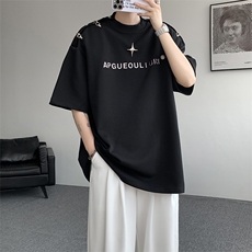 8XL-M夏季小众解构飞机扣一字肩设计稿短袖立体T恤卫衣男DX331P58，男装卫衣，电商D206-1