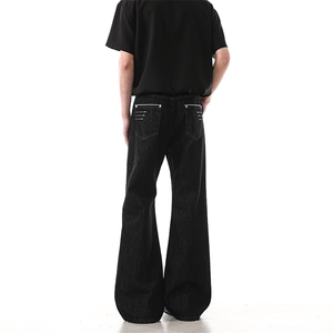 903-NB293 -P78 S-XXL【白色 黑色】黑白刺绣线原牛微辣牛仔裤男1图片