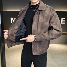 加棉加厚款男士皮衣外套秋冬季2024新款皮夹克A313-P991-P175，男装夹克，电商A313