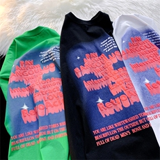 T恤潮流圆领男港风印花2024新款毛毯平铺时尚B299-5130-P45-控69，男装T恤，电商A061-1
