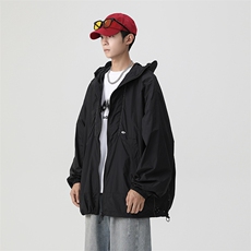 港风大码复古山系户外薄款男女连帽防晒服XZ213-JKFS001-P55控78，男装防晒衣，星座213