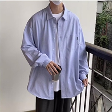 1506/Q30070/P39日系ciboy条纹长袖潮流休闲衬衣宽松学生百搭外套，男装衬衫，星座1506