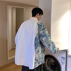 港风花型长袖衬衫大码M-5XL情侣风衬衫男长袖衬衣CS7714P60，男装衬衫，星座227-7
