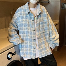 高品质秋款男夹克衫条纹格子衬衫休闲加厚外套JK096P55，男装夹克，星座1013-1