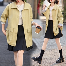 Y3K中长款皮衣西装领显瘦休闲春季街头风上衣甜辣风春秋气质洋气，女装皮衣，潮流依族