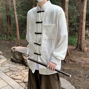 常年备货复古新中式提花立领衬衫法式浮雕刺绣休闲长袖CS01-P55图片