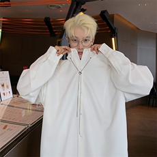 春季项链设计感潮流男士休闲黑色长袖衬衫XZ225-3-CS11-P55控85，男装衬衫，星座225-3