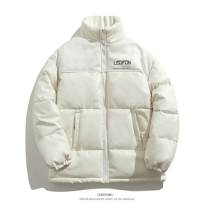 拼接加厚棉衣男PU皮立领棉袄软皮棉服外套3365-P90控118图片