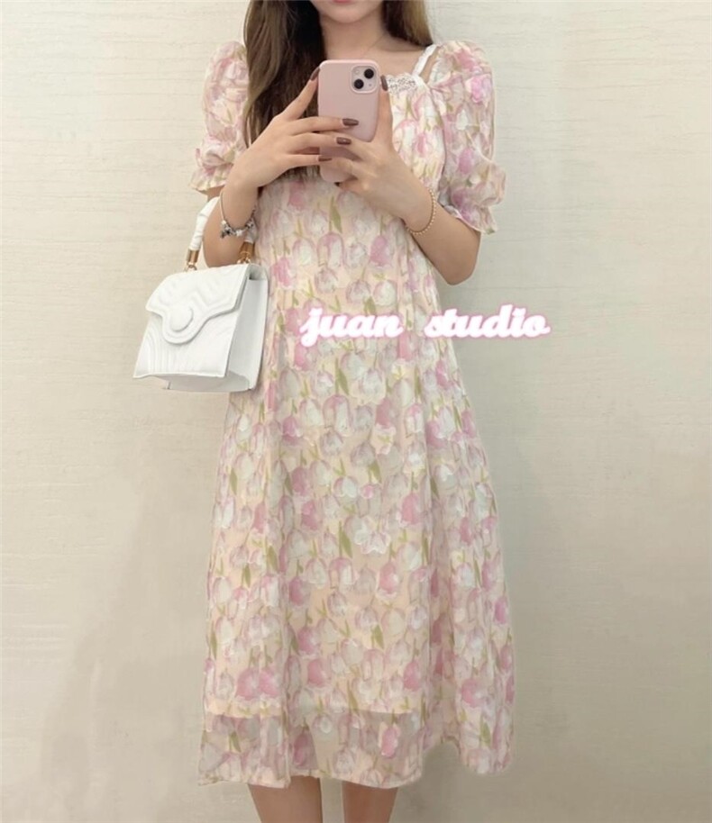 郁金香连衣裙，女装连衣裙，JUAN