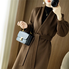 秋冬季新中式高端大气女装长款双面呢羊毛大衣复古毛呢外套女，女装双面呢大衣，贝源羊绒