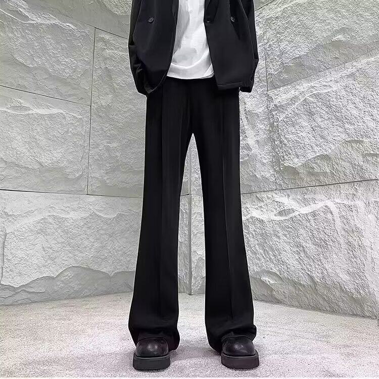 垂感西装裤子男高街潮ins高级感炸街小西裤休闲直筒宽松微喇叭裤，男装西服套装，星座506A