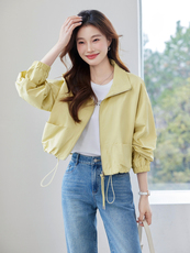 正品2025新款依尚街区短款长袖短外套女百搭休闲，女装风衣，微微衣阁