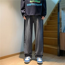美式高街牛仔裤男韩版潮流拼色帅2024秋冬新款ins长裤RK1138-P43，男装牛仔裤，星座412-2