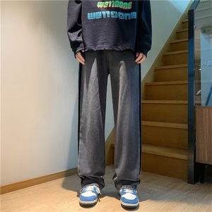 美式高街牛仔裤男韩版潮流拼色帅2024秋冬新款ins长裤RK1138-P43图片