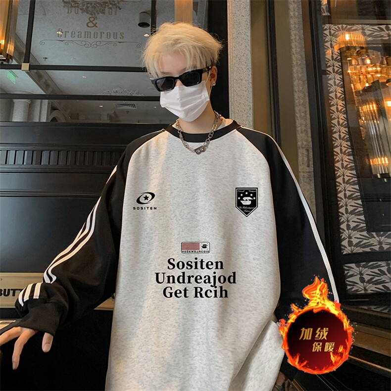 抖音得物供货提供视频秋冬重磅美式宽松织带圆领卫衣0779,男装卫衣,电商A486
