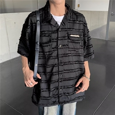 美式潮牌设计感短袖衬衫男小香风情侣宽松休闲上衣开衫C20366-p35，男装T恤，星座1008
