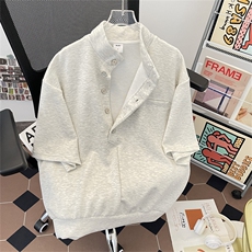 美式立领短袖T恤男夏季polo衫宽松休闲运动boxy上衣T0178-P40，男装Polo衫，星座308B-2