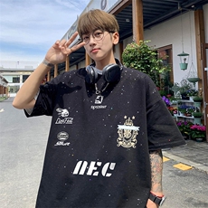 量大优供抖音视频支持得物配合二开美式满天星亮片短袖T恤MTX279，男装T恤，电商A486