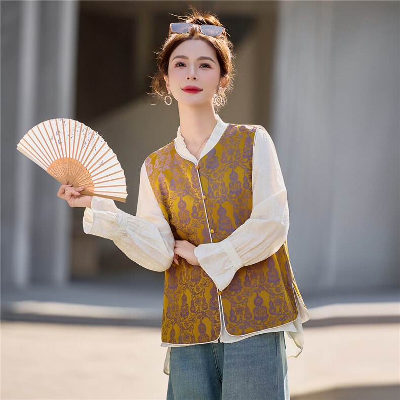 【春季女装新款】大量现货两面穿提葫芦花新中式马甲外套,女装马甲,魅衣本色
