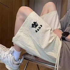 文艺泡泡格速干短裤男夏季五分中裤美式高街宽松休闲运动沙滩裤子，女装休闲裤，星座1210-1