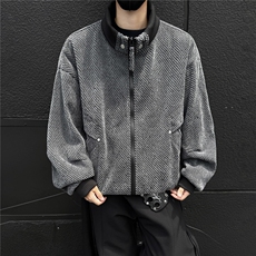 黑墙秋季工装夹克潮牌银丝斜纹雪尼尔翻领休闲外套A436-6109-P75，男装夹克，电商A436
