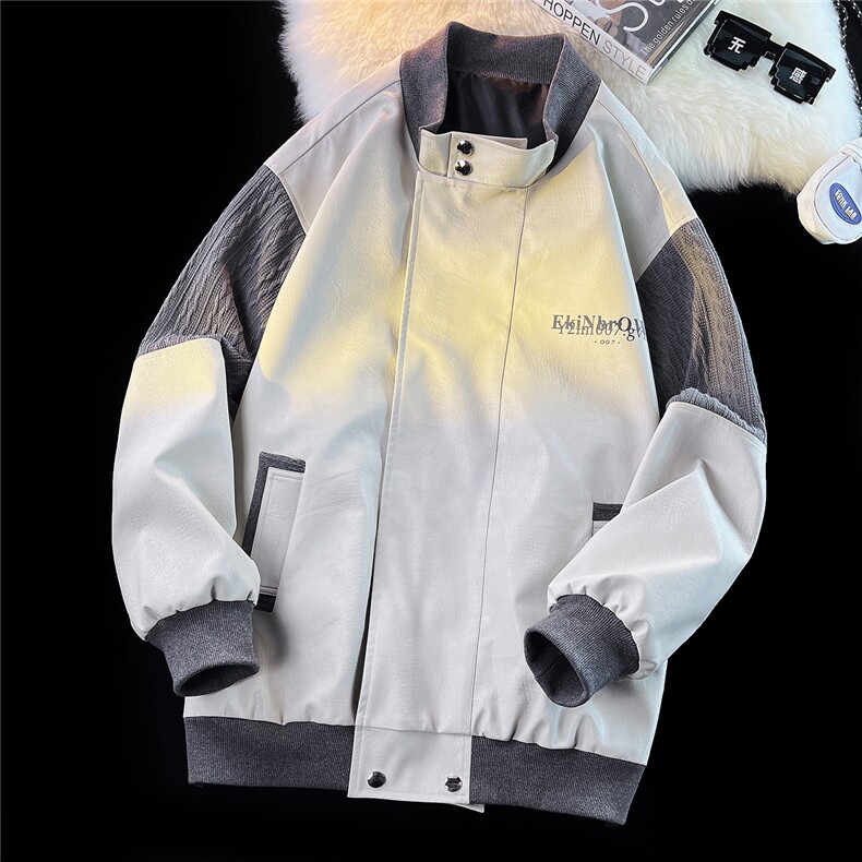 1肩膀针织民族风大码M-5XL面层：PU皮夹克男JK8756P110控149，男装民族服装，星座226-2