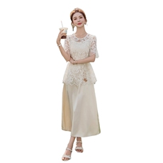 蕾丝镂空罩衫吊带连衣裙两件套女夏2025新款度假风减龄洋气套装裙，女装套装/套裙，苗苗