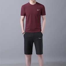 2021夏季新款时尚男士套头圆领短袖五分休闲裤套装B82021P115，男装套装，电商D230