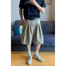 7分裤2025夏季宽松百搭马裤休闲直筒西裤打褶松紧阔腿短裤子潮，男装牛仔裤，星座601-1