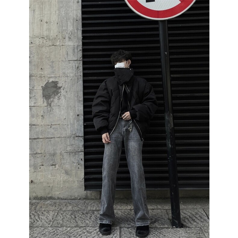 美式复古骑士盔甲羽绒棉服男秋冬季高级感cleanfit不规则高领棉衣,男装棉衣,星座910A