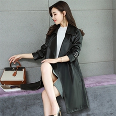 黑色修身中长款长袖拉链通勤常规风衣2021年秋季，女装风衣，婷思杰（原婷想服饰）