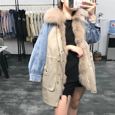 ZHG8107时尚门襟大狐狸毛领可拆卸内胆獭兔毛皮草派克服，女装皮草，L·H·X