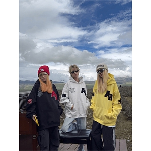 网图有货 美式字母刺绣连帽华棉卫衣男女休闲情侣上衣 A777-P46图片