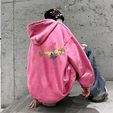 美式重磅水洗复古连帽卫衣潮流大码潮牌做旧XZ517A-BK6673-P68，男装卫衣，星座517A