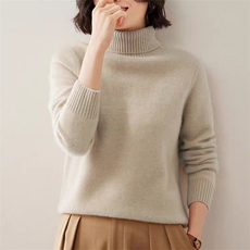冬季新款山羊绒衫女士高领加厚打底毛衣冬季保暖宽松套头针织衫，女装羊绒衫，德尔信羊绒