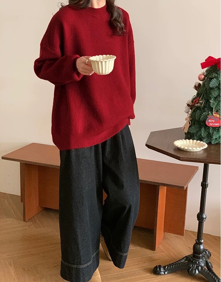 2025年秋季常规套头宽松圆领时尚百搭通勤简约休闲,女装羊毛衫,梵泰羊绒