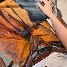 G967-P612025新款3D立体打印错觉复古彩色油画腰带弯刀牛仔裤，男装牛仔裤，电商B323A