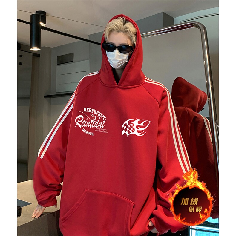 抖音得物供货提供视频秋冬重磅美式宽松织带连帽卫衣04188,男装卫衣,电商A486