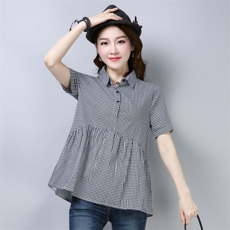 当我飞奔向你苏在在同款衣服复古短袖衬衫女夏季韩版小众格子上衣,女装衬衫,板酷